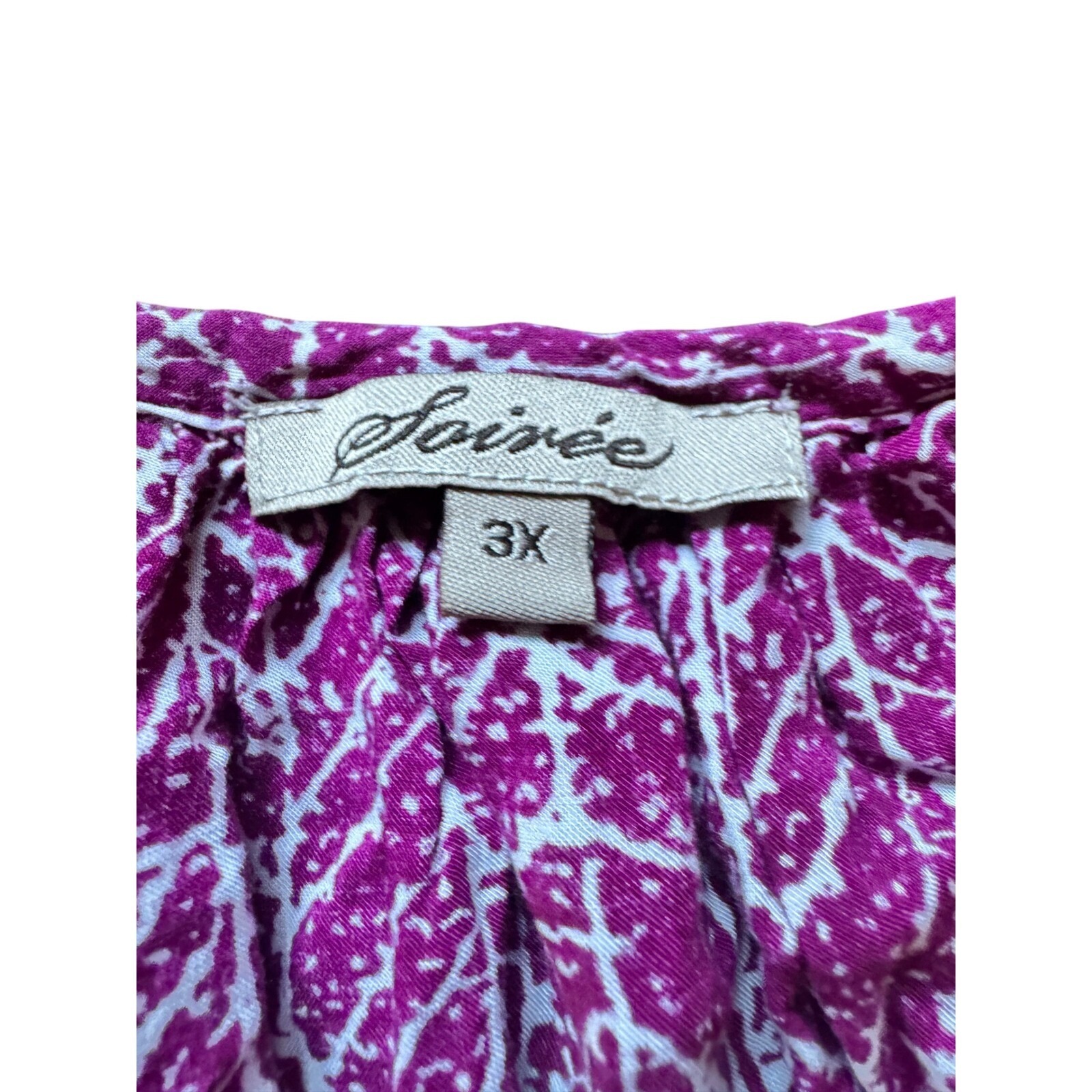 Soiree Purple Blouse 3/4 Sleeve Rayon Top Chevron Print Plus Size 3x — image 3 of 5